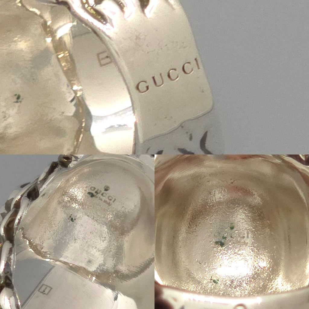 Gucci Crystal Lion Head Ring Black Aging Finish Metal