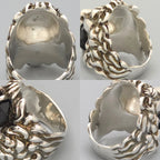 Gucci Crystal Lion Head Ring Black Aging Finish Metal