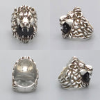 Gucci Crystal Lion Head Ring Black Aging Finish Metal