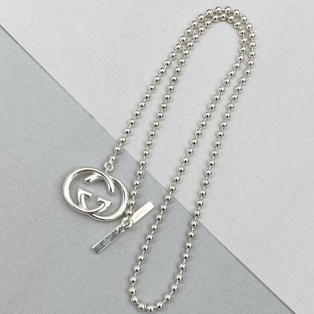 Gucci Interlocking Necklace Silver — view 4