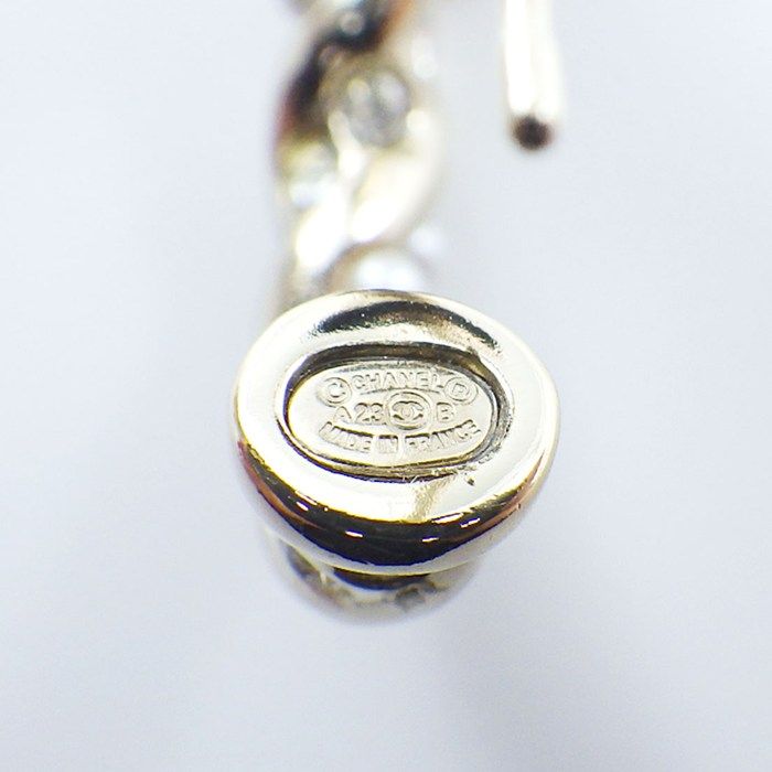 Chanel Earrings CC Logo Hoop Rhinestone Imitation Pearl — view 3