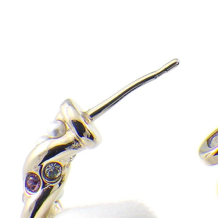 Chanel Earrings CC Logo Hoop Rhinestone Imitation Pearl — view 4