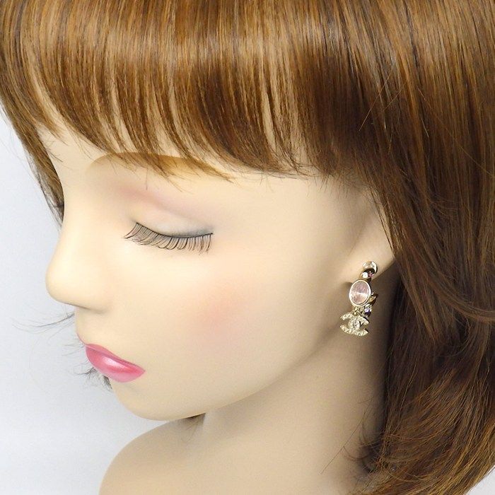 Chanel Earrings CC Logo Hoop Rhinestone Imitation Pearl — view 5
