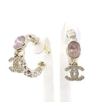 Chanel Earrings CC Logo Hoop Rhinestone Imitation Pearl