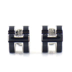Hermes Earrings Pop Mini Black Lacquer Metal