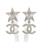 Chanel Earrings CC Logo Resin Rhinestone