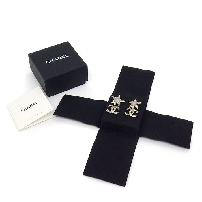 Chanel Earrings CC Logo Resin Rhinestone — view 5