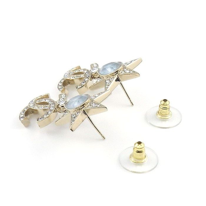 Chanel Earrings CC Logo Resin Rhinestone — view 2