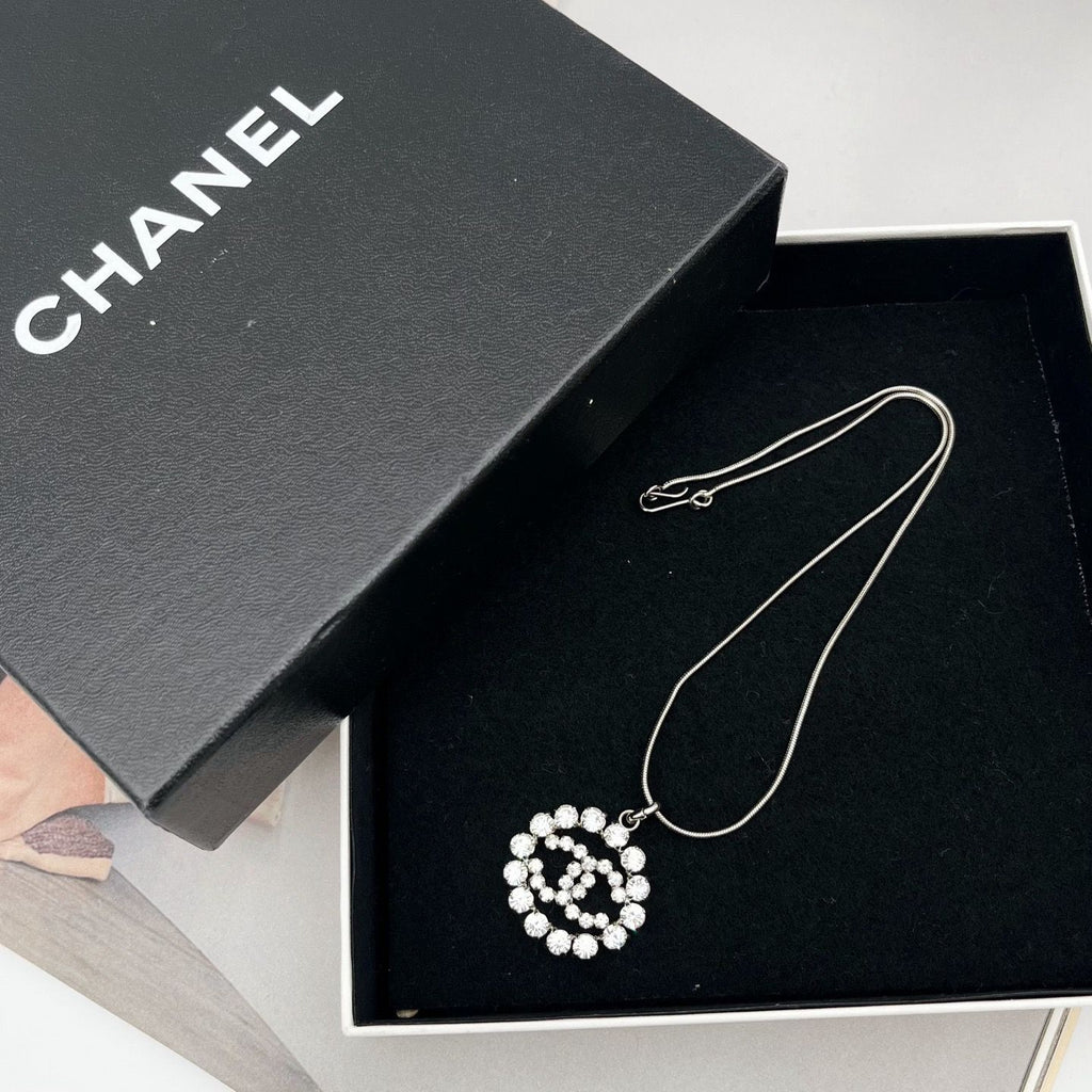 Chanel CC Logo Rhinestone Necklace
