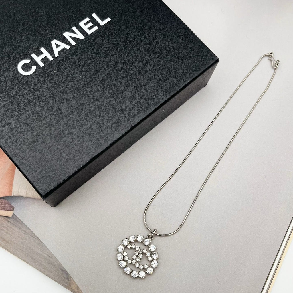 Chanel CC Logo Rhinestone Necklace — view 2