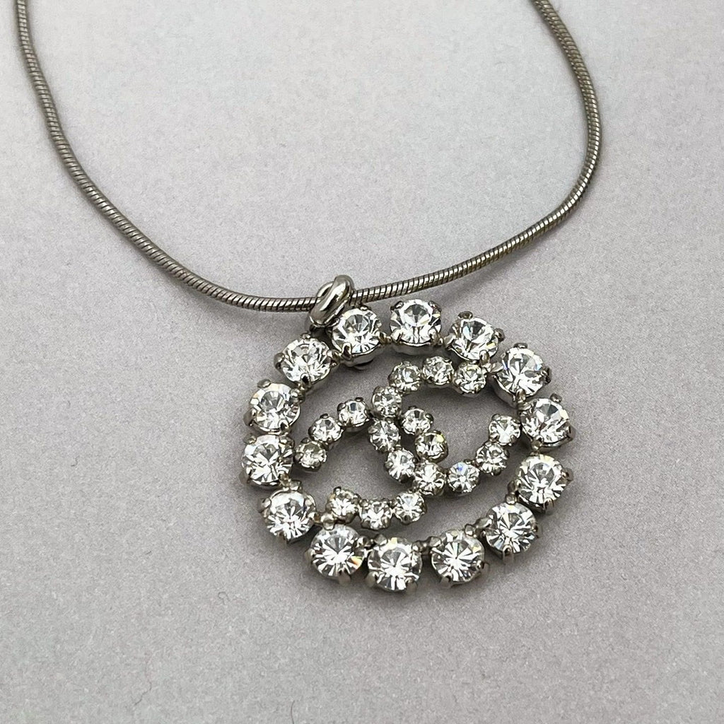Chanel CC Logo Rhinestone Necklace — view 3
