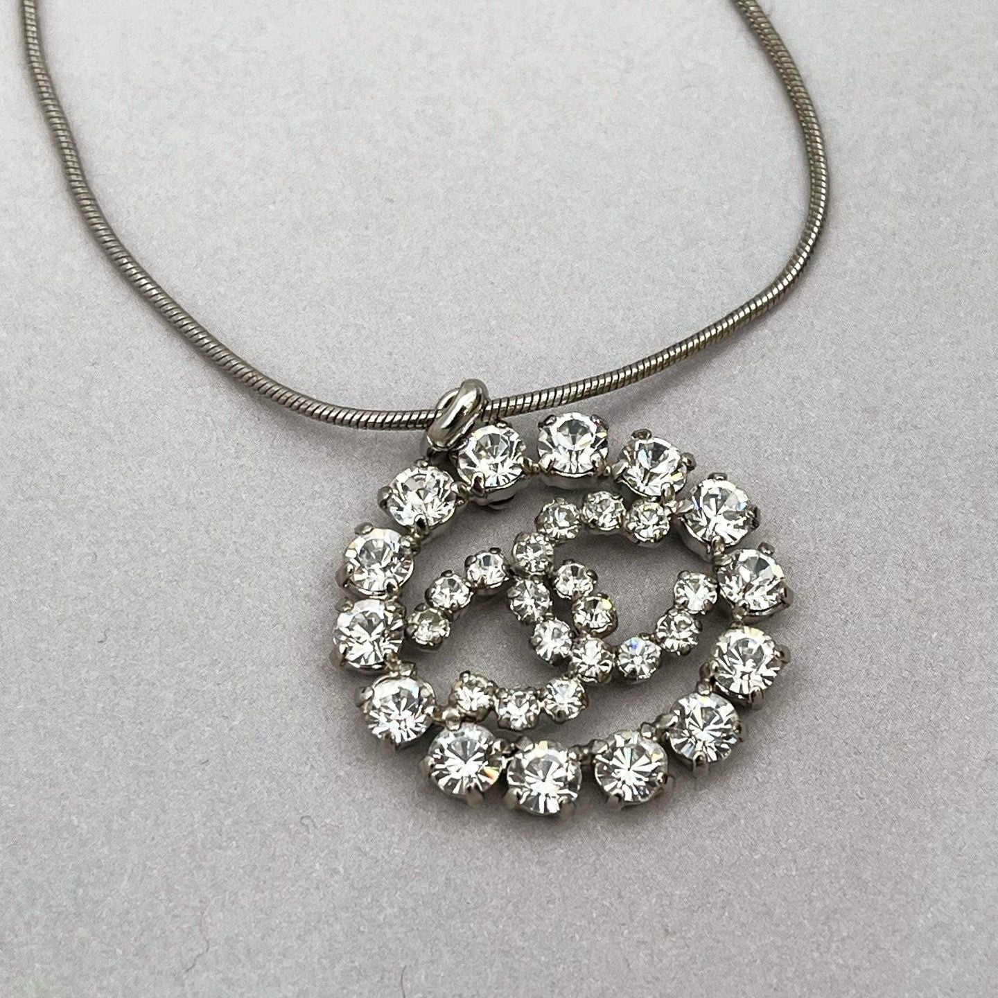 Chanel CC Logo Rhinestone Necklace — view 3
