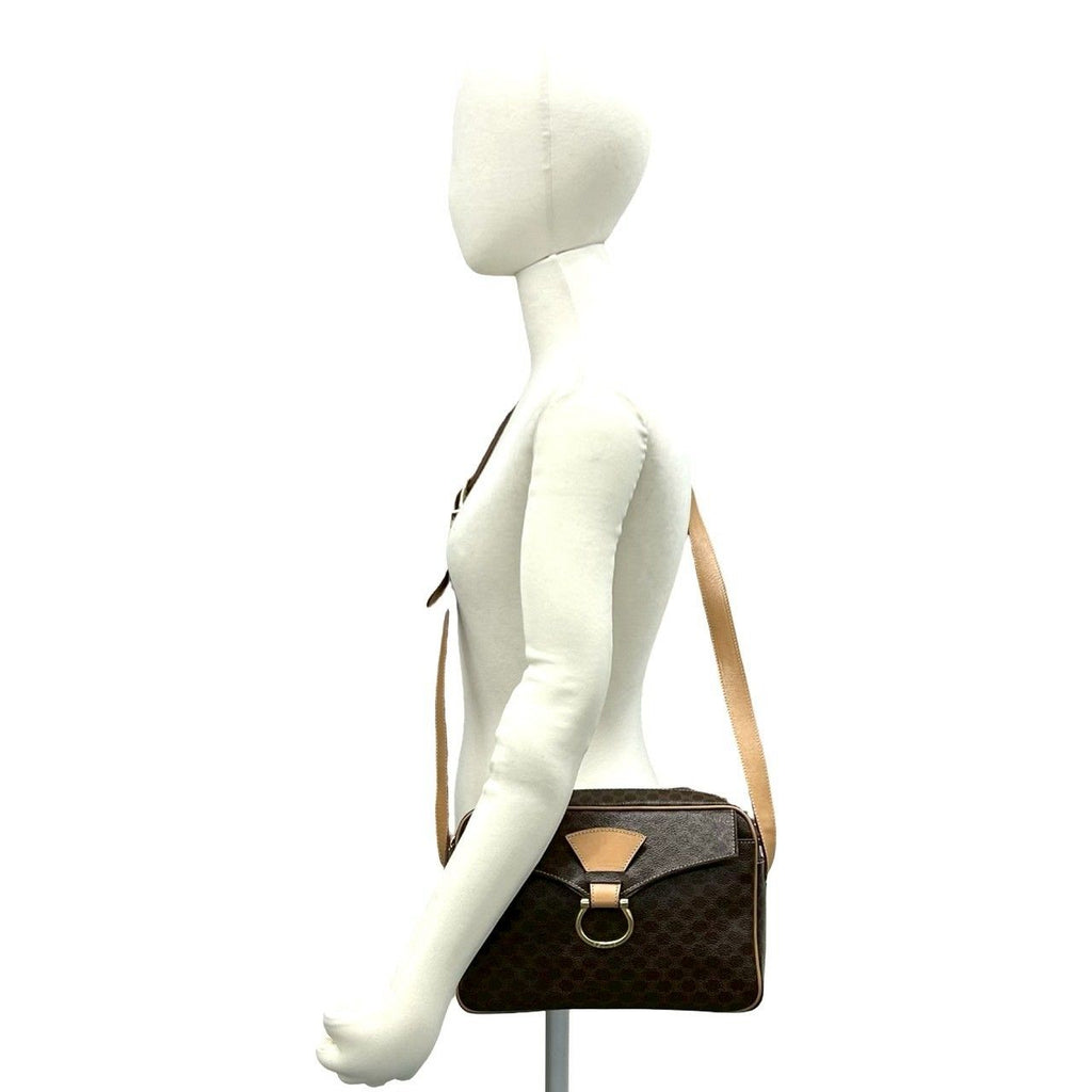 Celine Vintage Macadam Blason Triomphe Pattern Leather Shoulder Bag Pochette — view 2