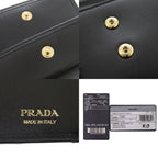 Prada Saffiano Triangle Leather Black Trifold Wallet — view 9