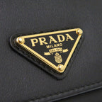 Prada Saffiano Triangle Leather Black Trifold Wallet — view 8