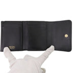 Prada Saffiano Triangle Leather Black Trifold Wallet — view 5