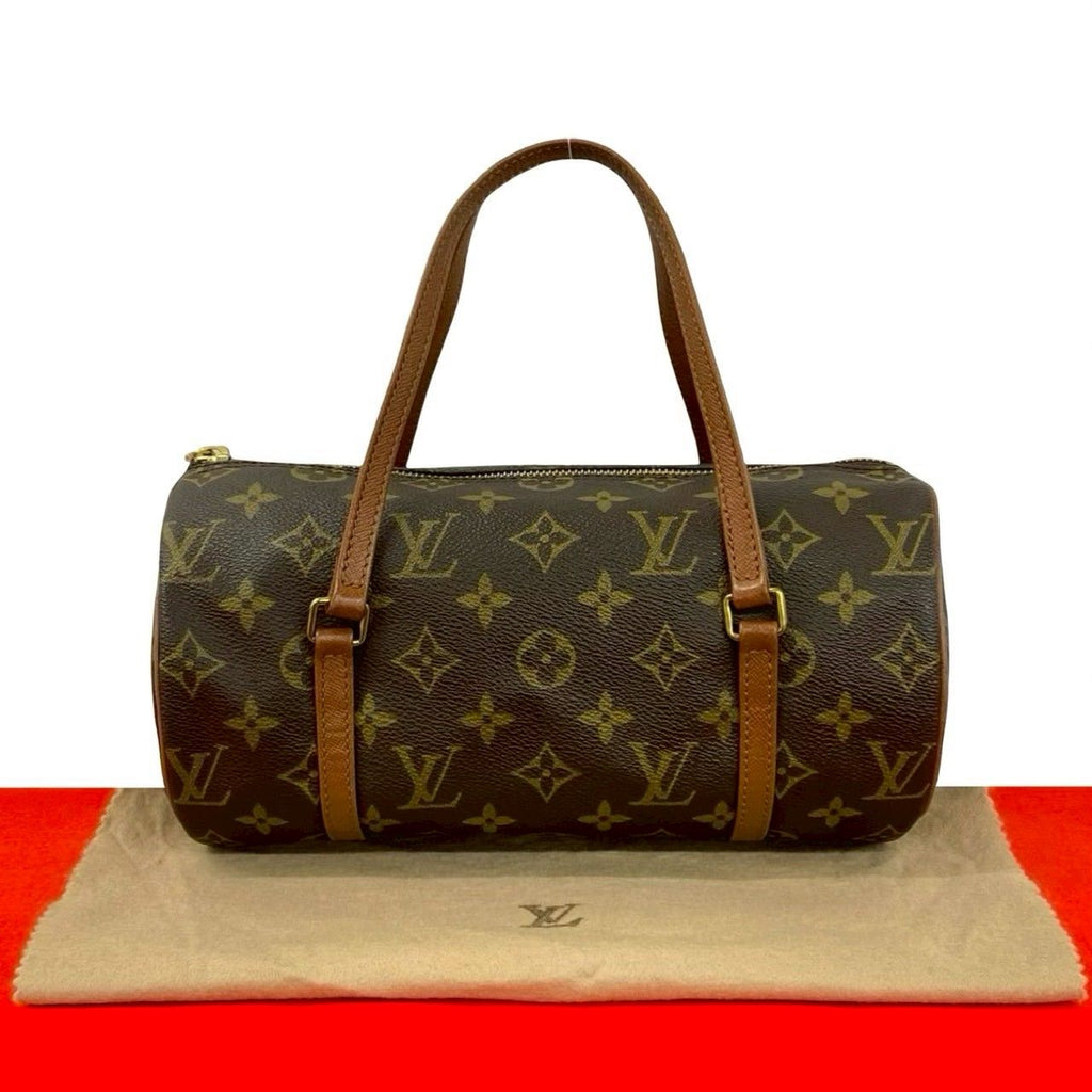 Louis Vuitton Papillon 26 Monogram Leather Drum Boston Bag Brown