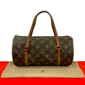 Louis Vuitton Papillon 26 Monogram Leather Drum Boston Bag Brown