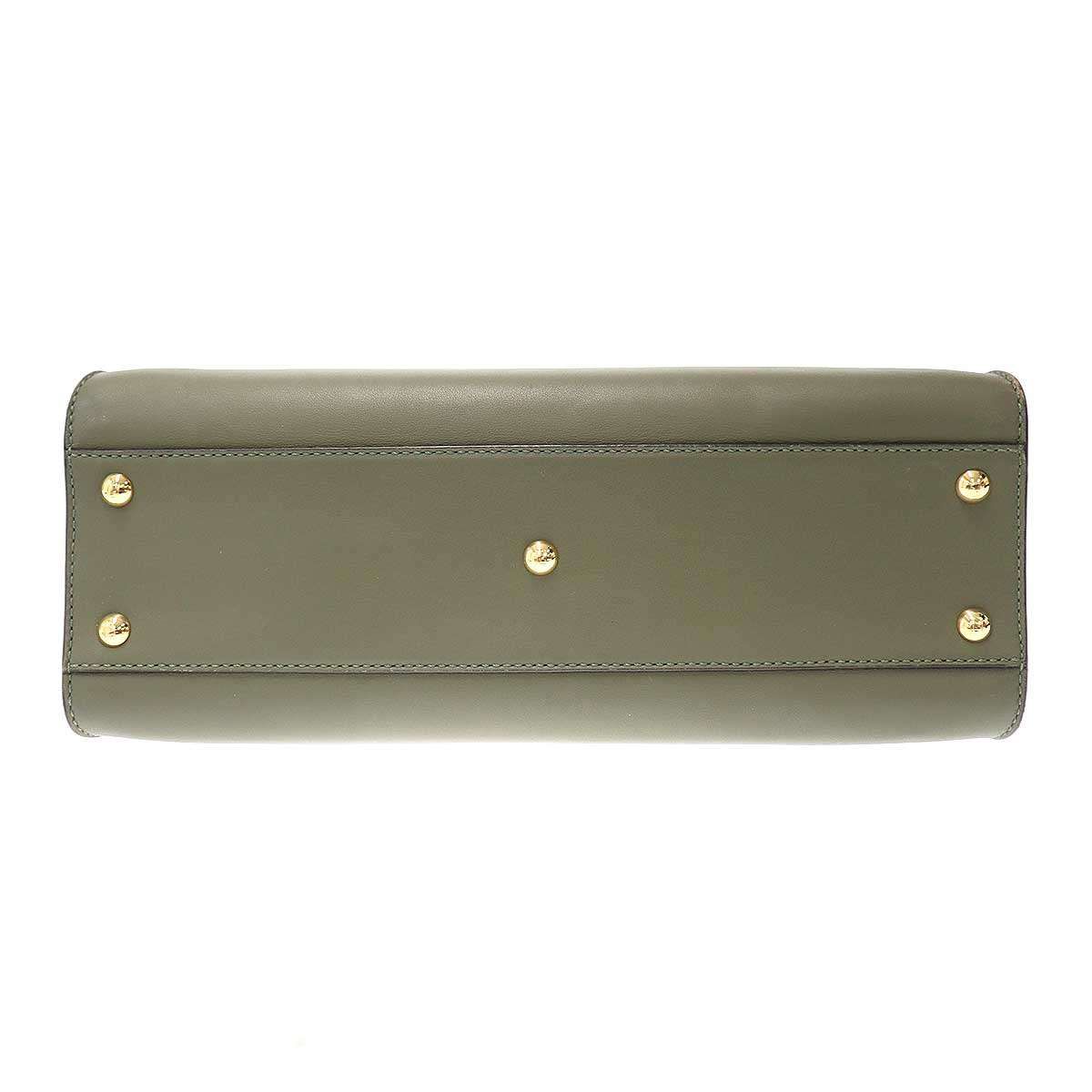 Fendi Peekaboo Medium 2-Way Leather Shoulder Bag Khaki — view 4