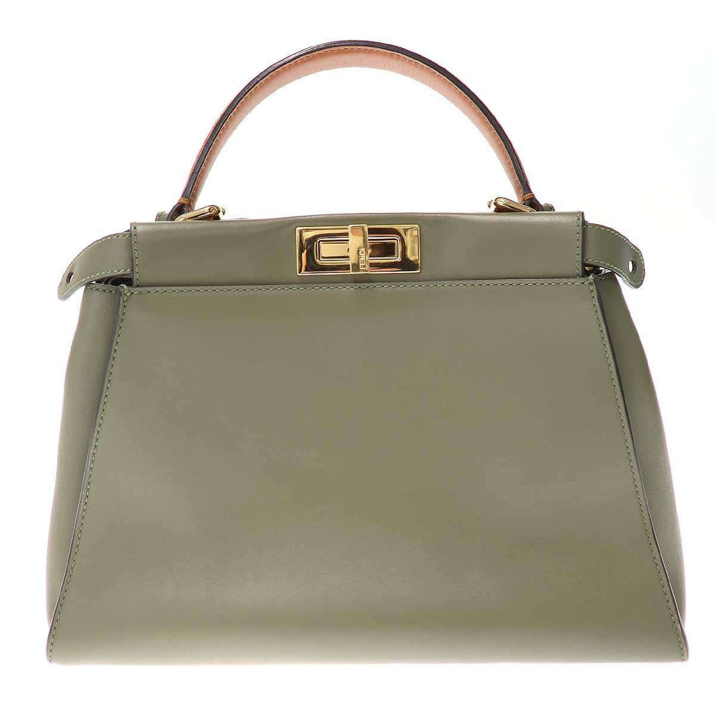 Fendi Peekaboo Medium 2-Way Leather Shoulder Bag Khaki