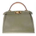Fendi Peekaboo Medium 2-Way Leather Shoulder Bag Khaki