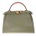 Fendi Peekaboo Medium 2-Way Leather Shoulder Bag Khaki