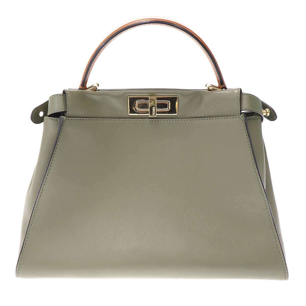 Fendi Peekaboo Medium 2-Way Leather Shoulder Bag Khaki — view 2