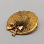Chanel Brooch Straw Hat Gold First Era Vintage