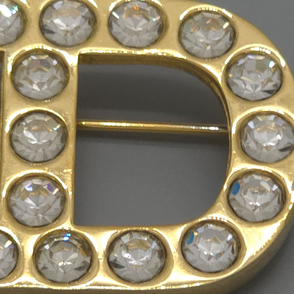 Dior CD Crystal Brooch Gold — view 7