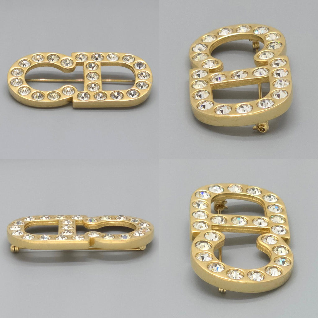 Dior CD Crystal Brooch Gold — view 4