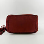 Chanel CC Logo Tote Shoulder Bag Red Suede Vintage — view 8