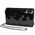 Prada Logo Chain Shoulder Bag Sequin 2-Way Satin Nero