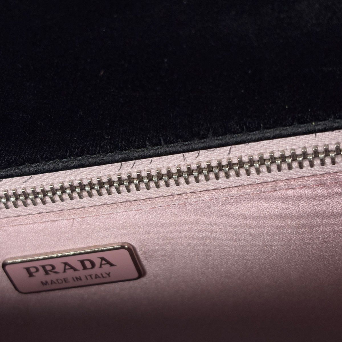 Prada Logo Chain Shoulder Bag Sequin 2-Way Satin Nero — view 6