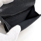 Chanel CC Logo Trifold Wallet Caviar Leather Black — view 5