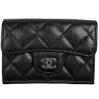 Chanel CC Logo Trifold Wallet Caviar Leather Black