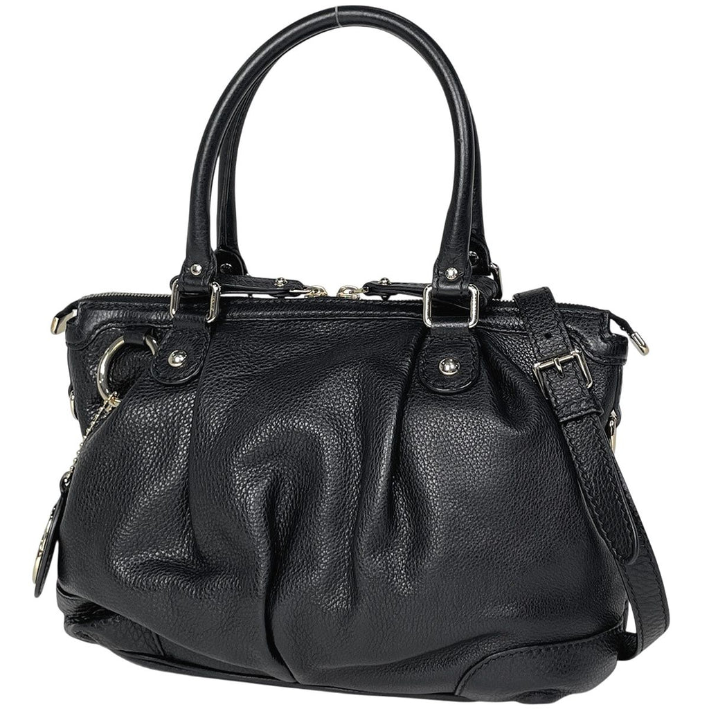 Gucci Ski Handbag 2-Way Leather Black
