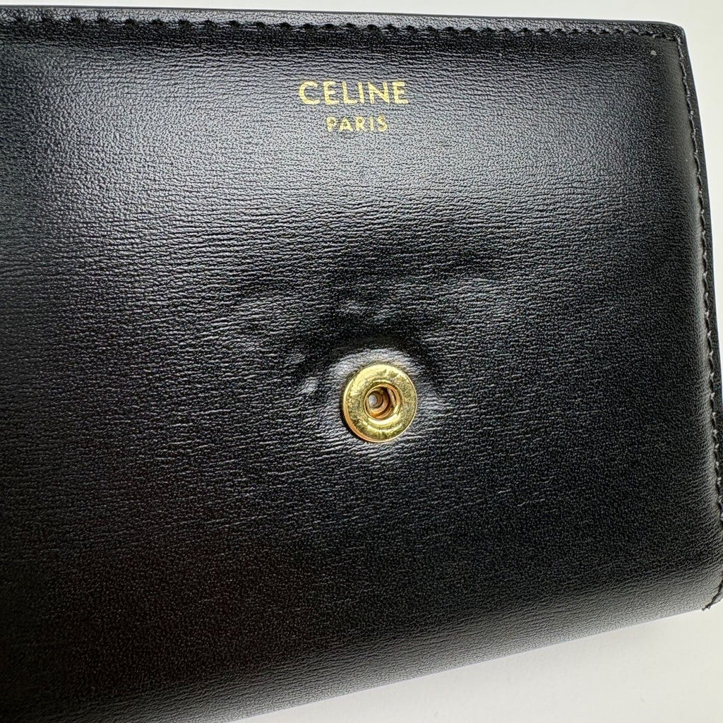 Celine Triomphe Trifold Wallet Leather Black — view 6
