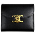 Celine Triomphe Trifold Wallet Leather Black