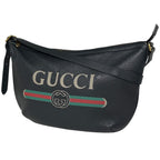Gucci Half Moon Hobo Shoulder Bag Leather Black