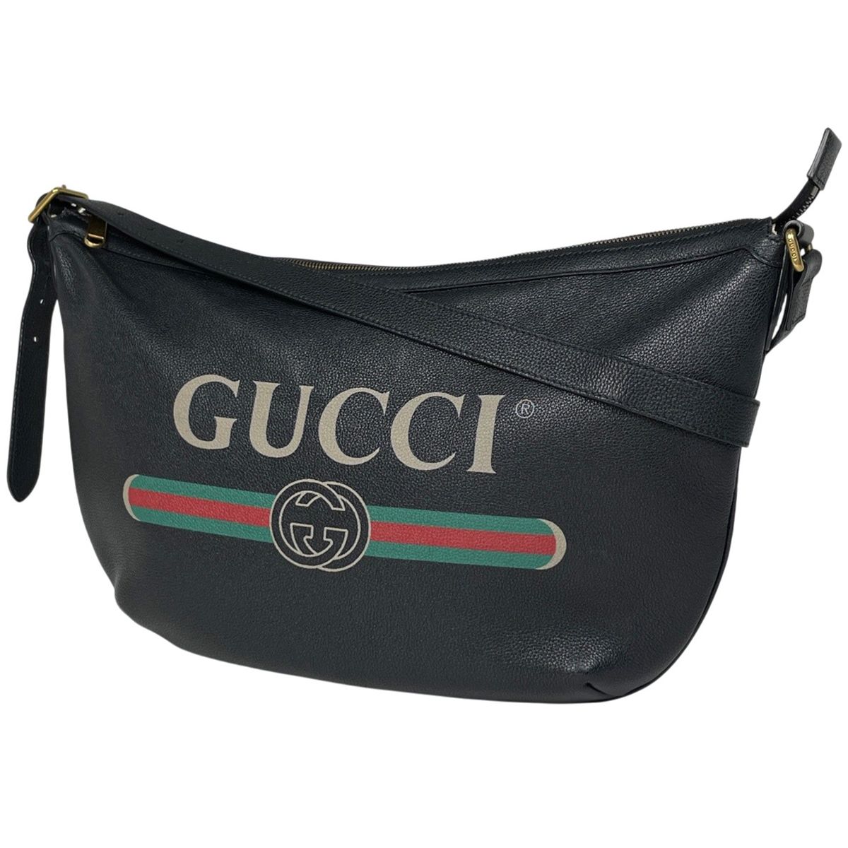 Gucci Half Moon Hobo Shoulder Bag Leather Black