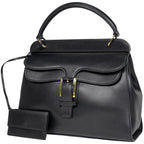 Gucci Logo Handbag Leather Black