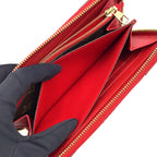 Louis Vuitton Zippy Wallet Retiro Monogram Cerise Leather Brown Red Round Gold — view 6