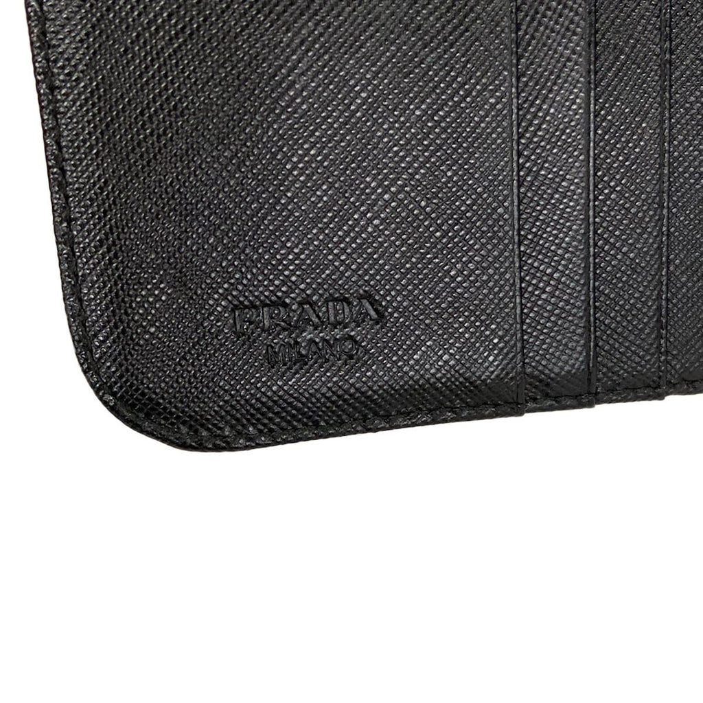 Prada Bifold Wallet Black Zip Around Leather — view 5