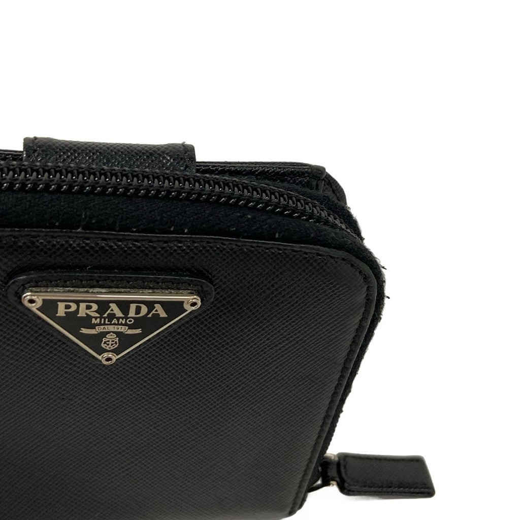 Prada Bifold Wallet Black Zip Around Leather — view 6