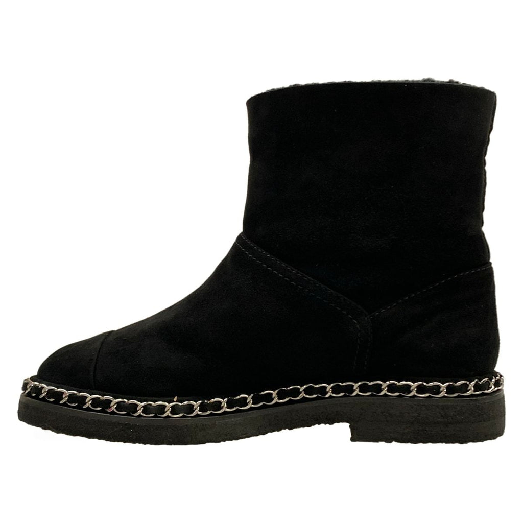 Chanel Short Boots 36 C Black Chain Shearling — view 3