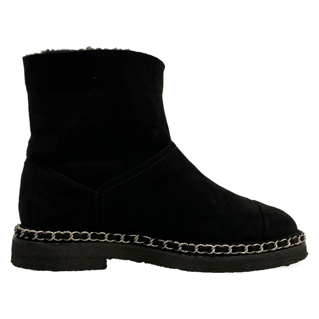 Chanel Short Boots 36 C Black Chain Shearling — view 2