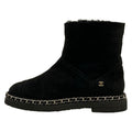 Chanel Short Boots 36 C Black Chain Shearling