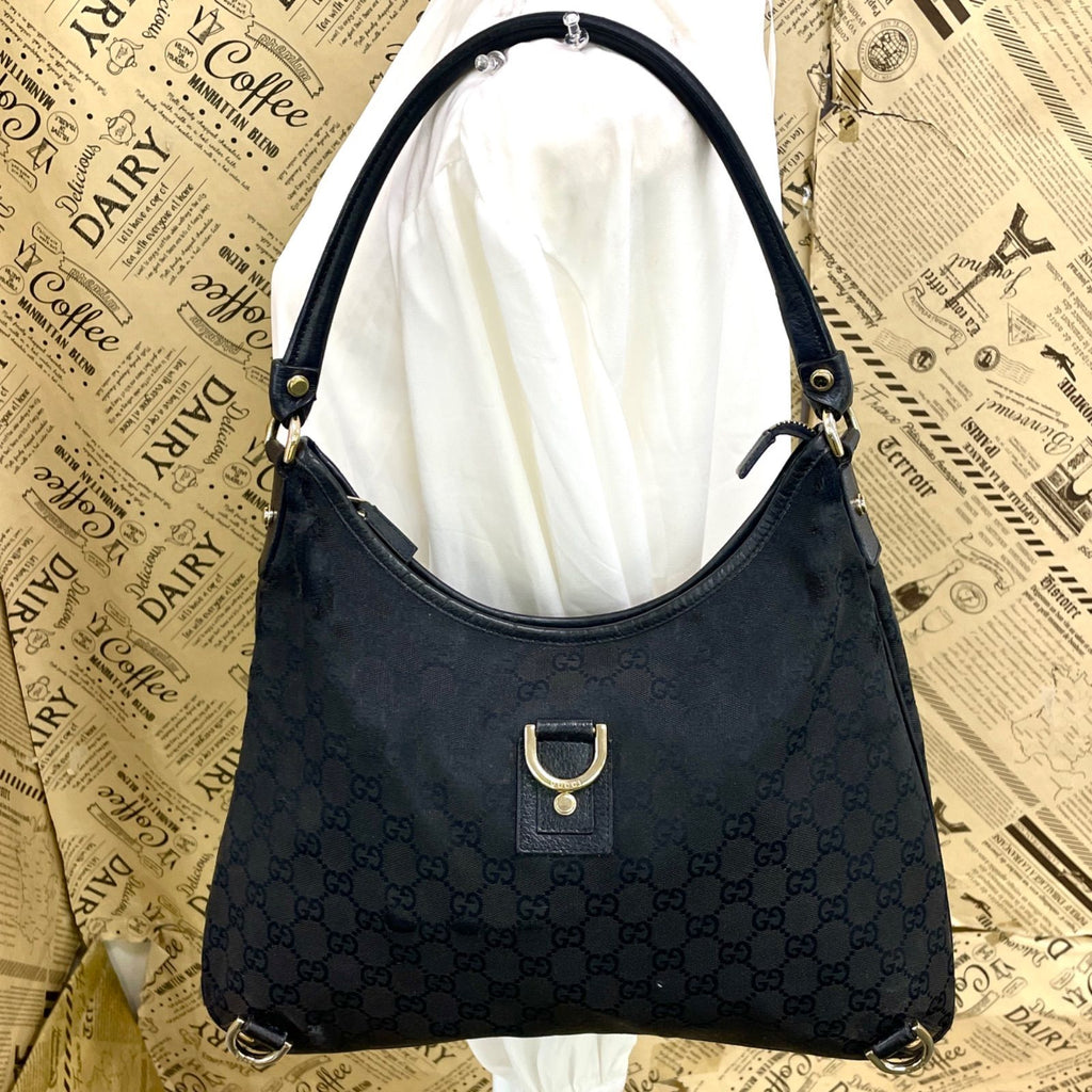 Gucci Abbey Shoulder Bag GG Canvas Black