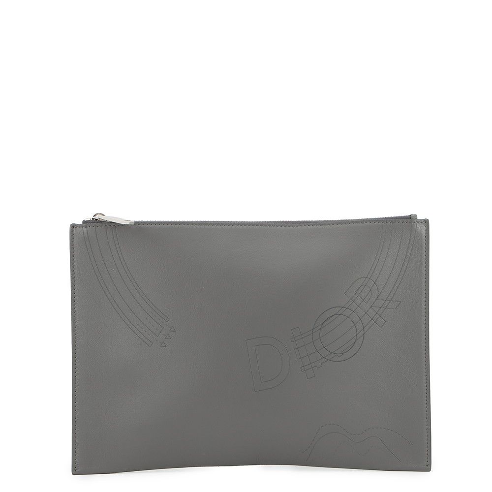 Dior Clutch Leather Gray