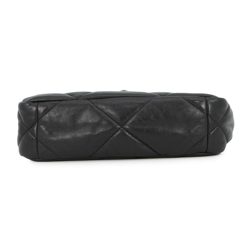Chanel Chain Shoulder Bag 19 CC Logo Shiny Lambskin Black — view 3